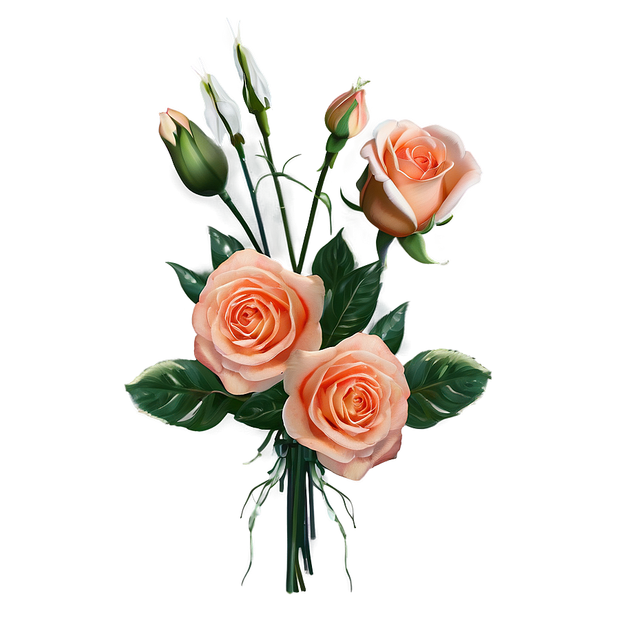 Peach Roses Bouquet Png Viu93