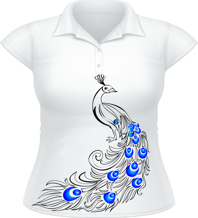 Peacock Feather Design Polo Shirt