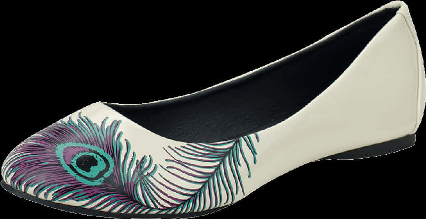 Peacock Feather Print Ballet Flat Shoe