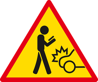 Pedestrian Distractedby Phone Warning Sign