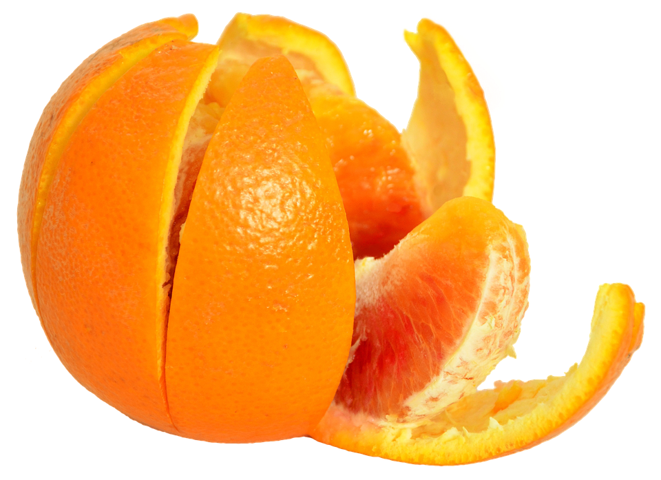 Peeled Orange Isolated Background