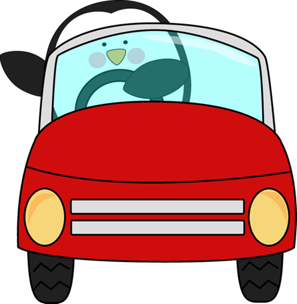 Penguin Driving Cartoon Car