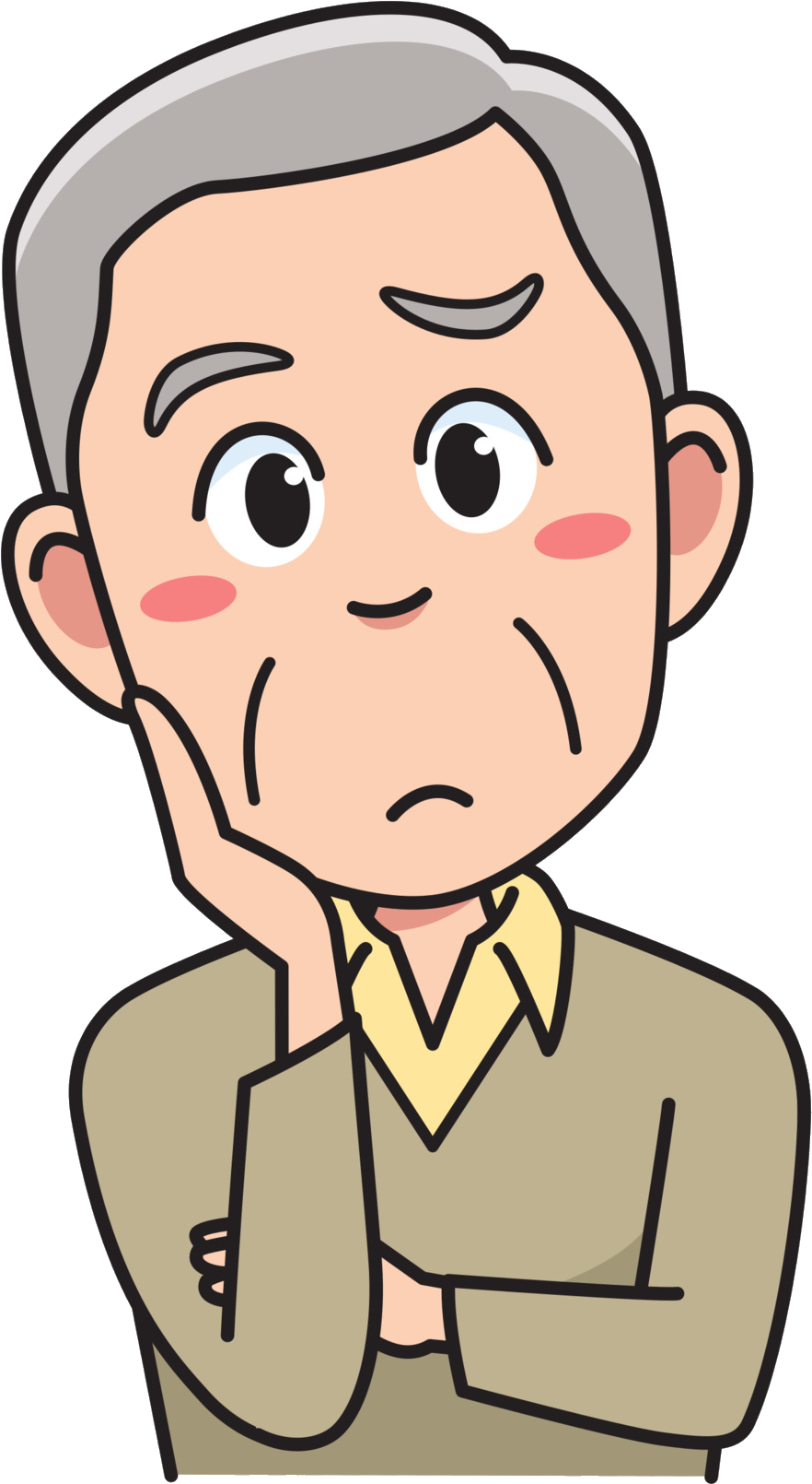 Pensive Elderly Cartoon Character