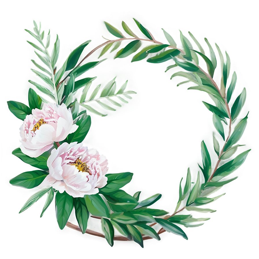 Peony And Greenery Wreath Png 05242024