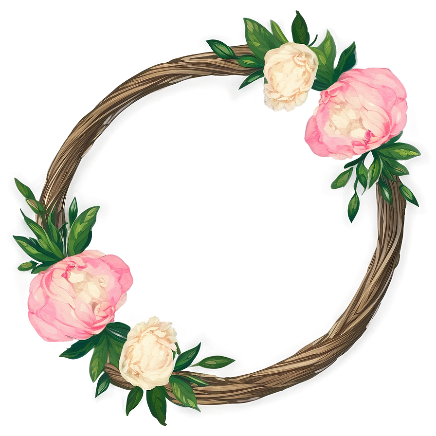 Peony And Greenery Wreath Png Muj61