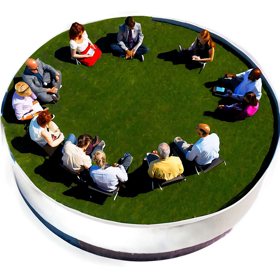 People Sitting In Circle On Grass Png 05252024