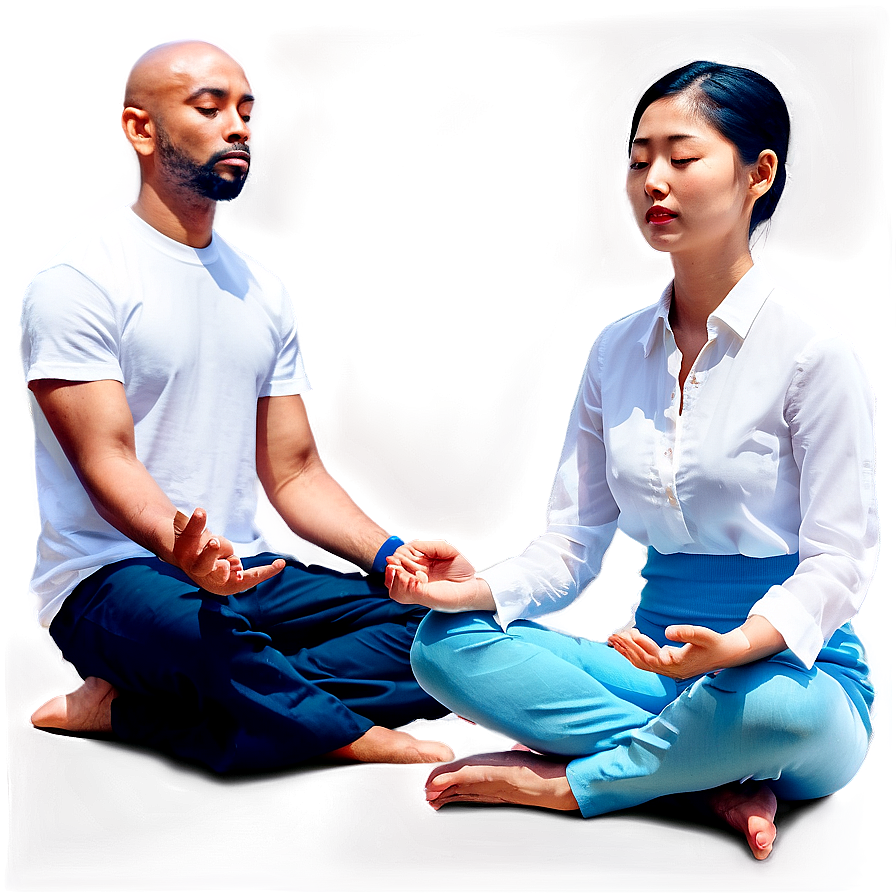 People Sitting In Meditation Pose Png Htf