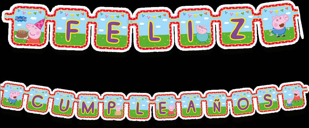 Peppa Pig Happy Birthday Banner Spanish