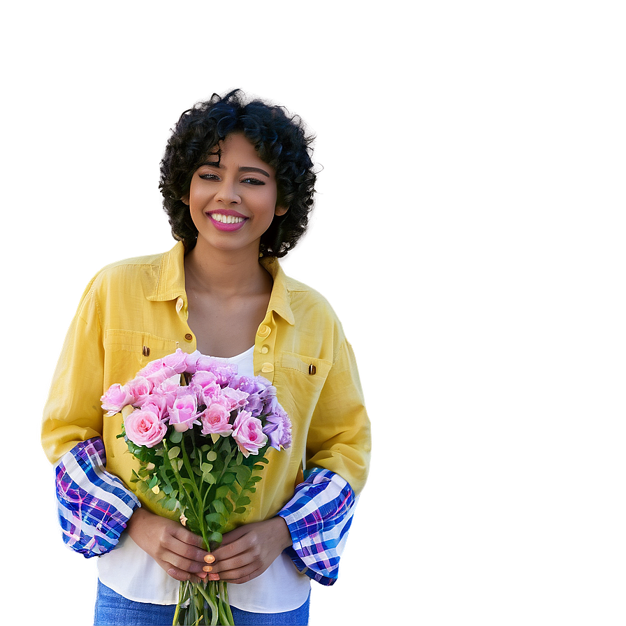 Person With Flowers Png 05042024