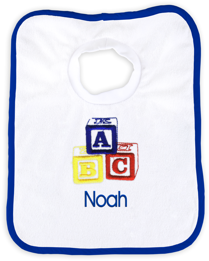 Personalized Baby Bib Noah A B C Blocks