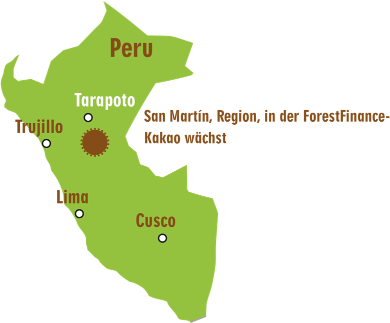 Peru Map Citiesand Cocoa Region