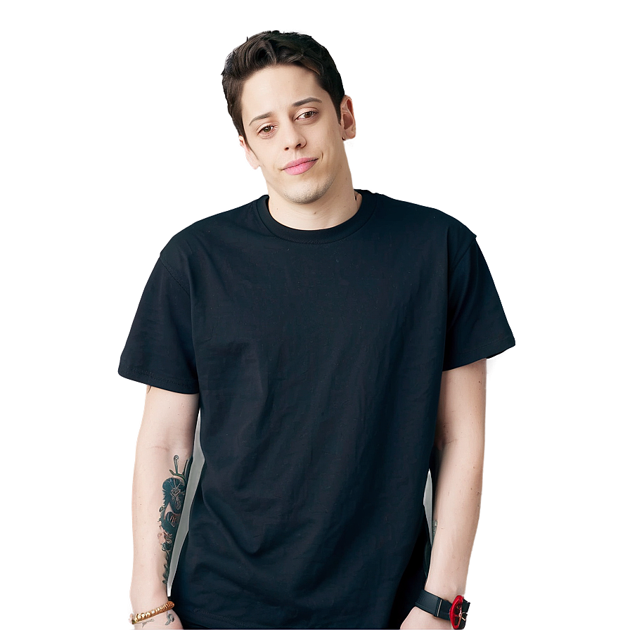 Pete Davidson In Black Tee Png 7