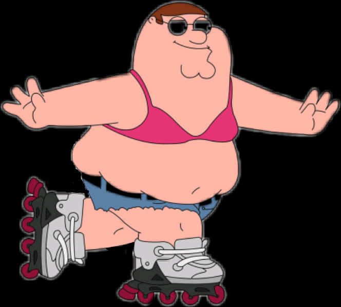 Peter Griffin Rollerbladingin Bikini Top