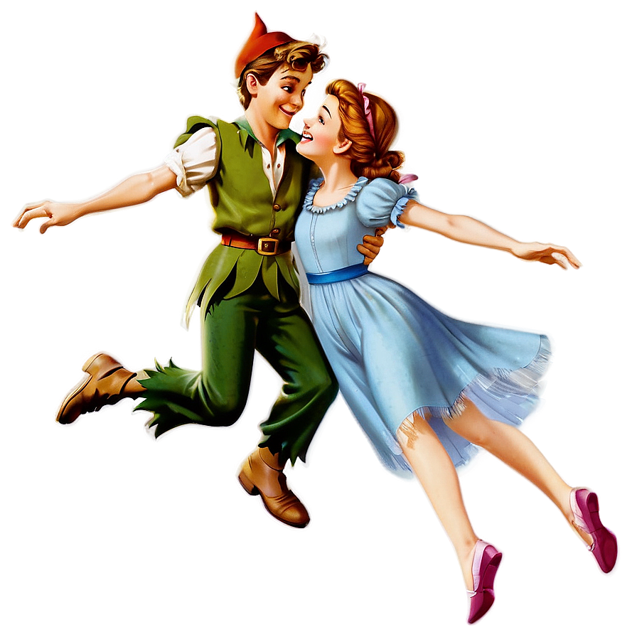 Peter Pan And Wendy Flying Png Etg73