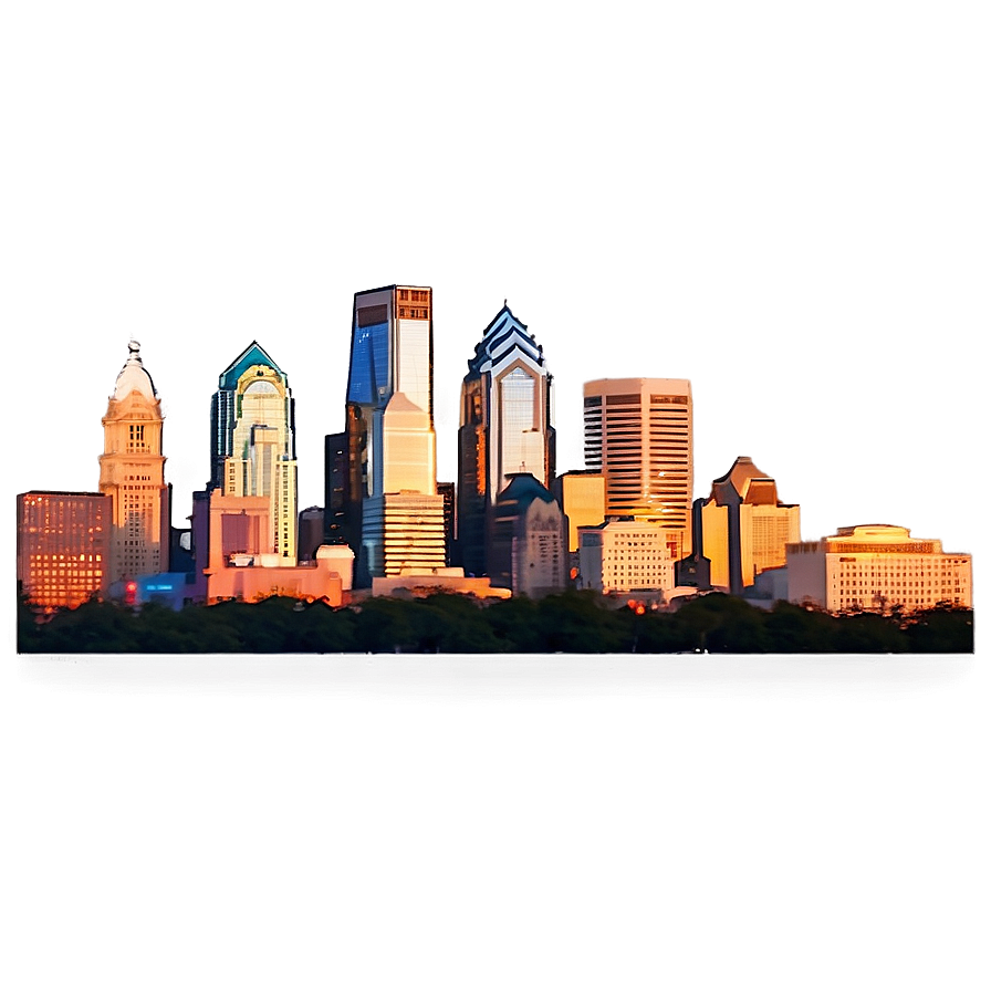 Philadelphia Skyline During Golden Hour Png 41