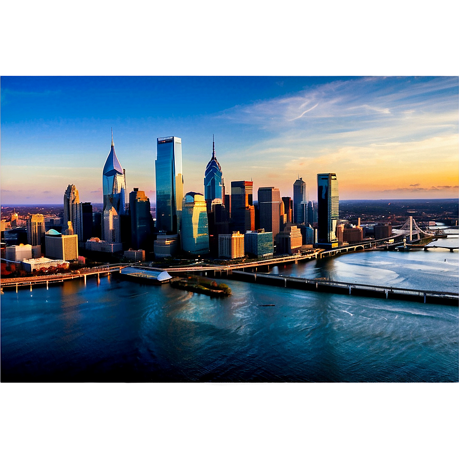 Philadelphia Skyline With Drone View Png 06252024