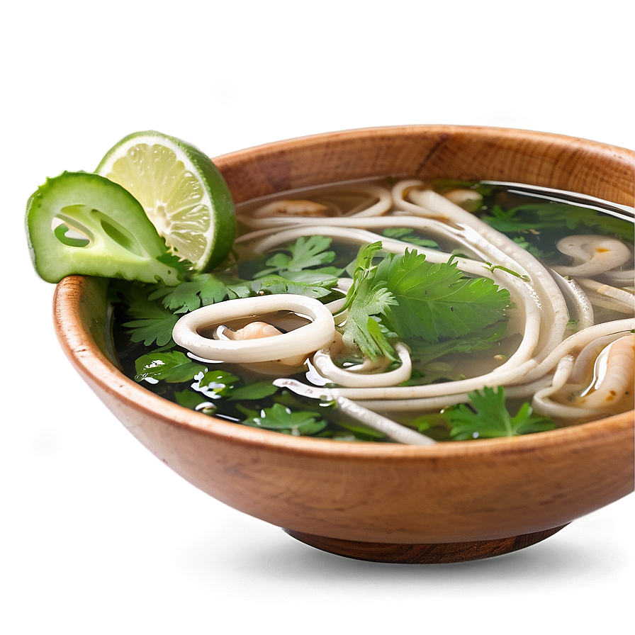 Pho Soup On Wooden Table Png 50