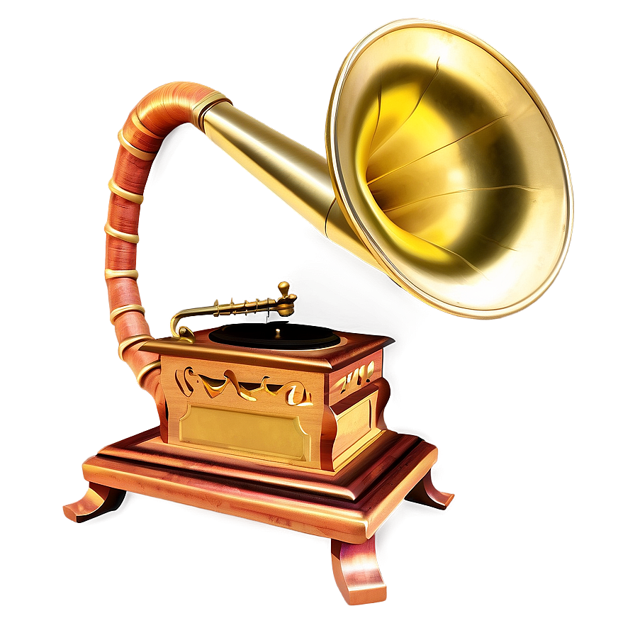 Phonograph With Brass Horn Png 06252024