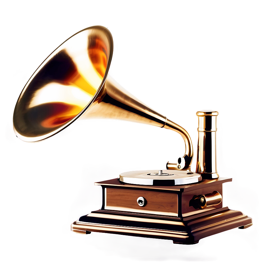 Phonograph With Brass Horn Png 49