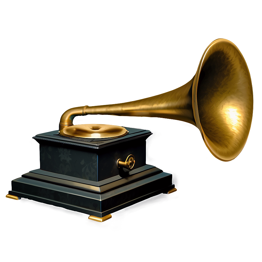 Phonograph With Brass Horn Png Pmf