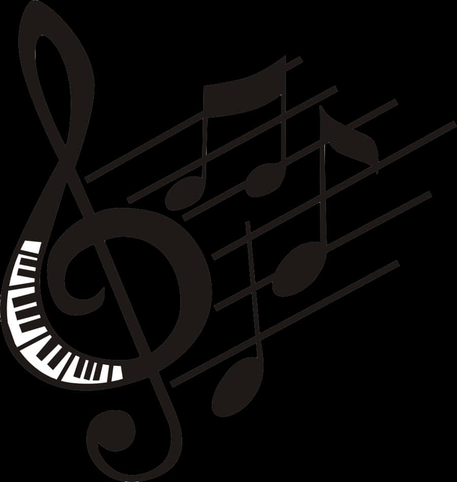 Piano Keyboard Treble Clef Music Notes