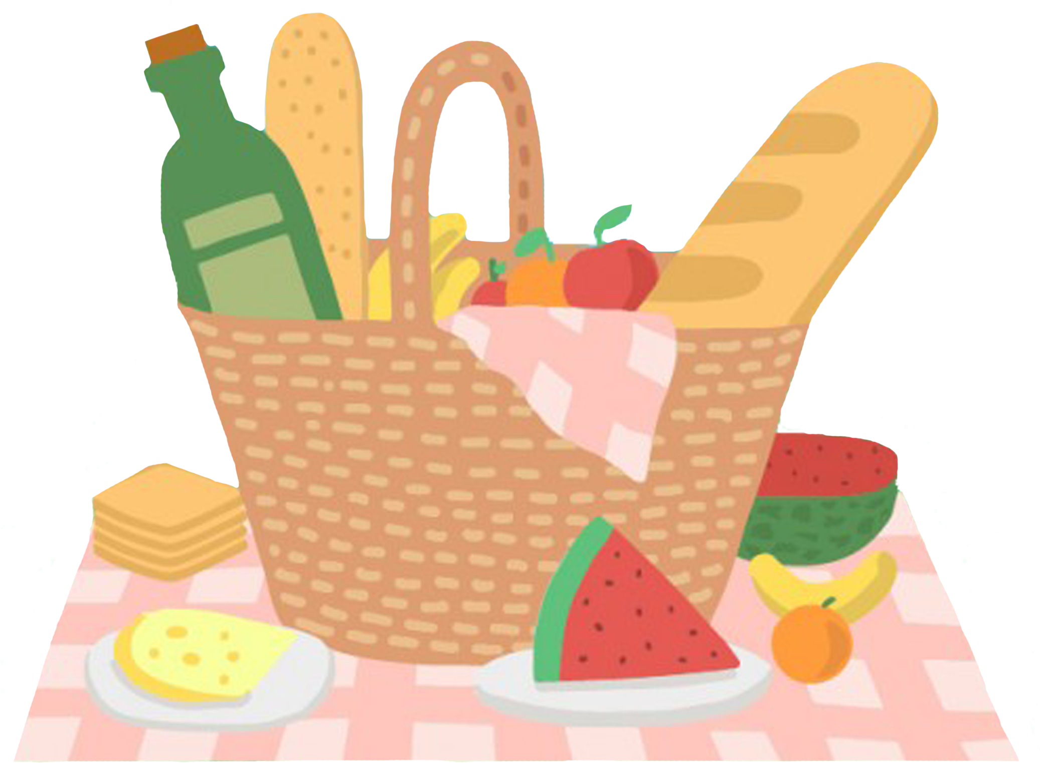 Picnic Basket With Food Illustration