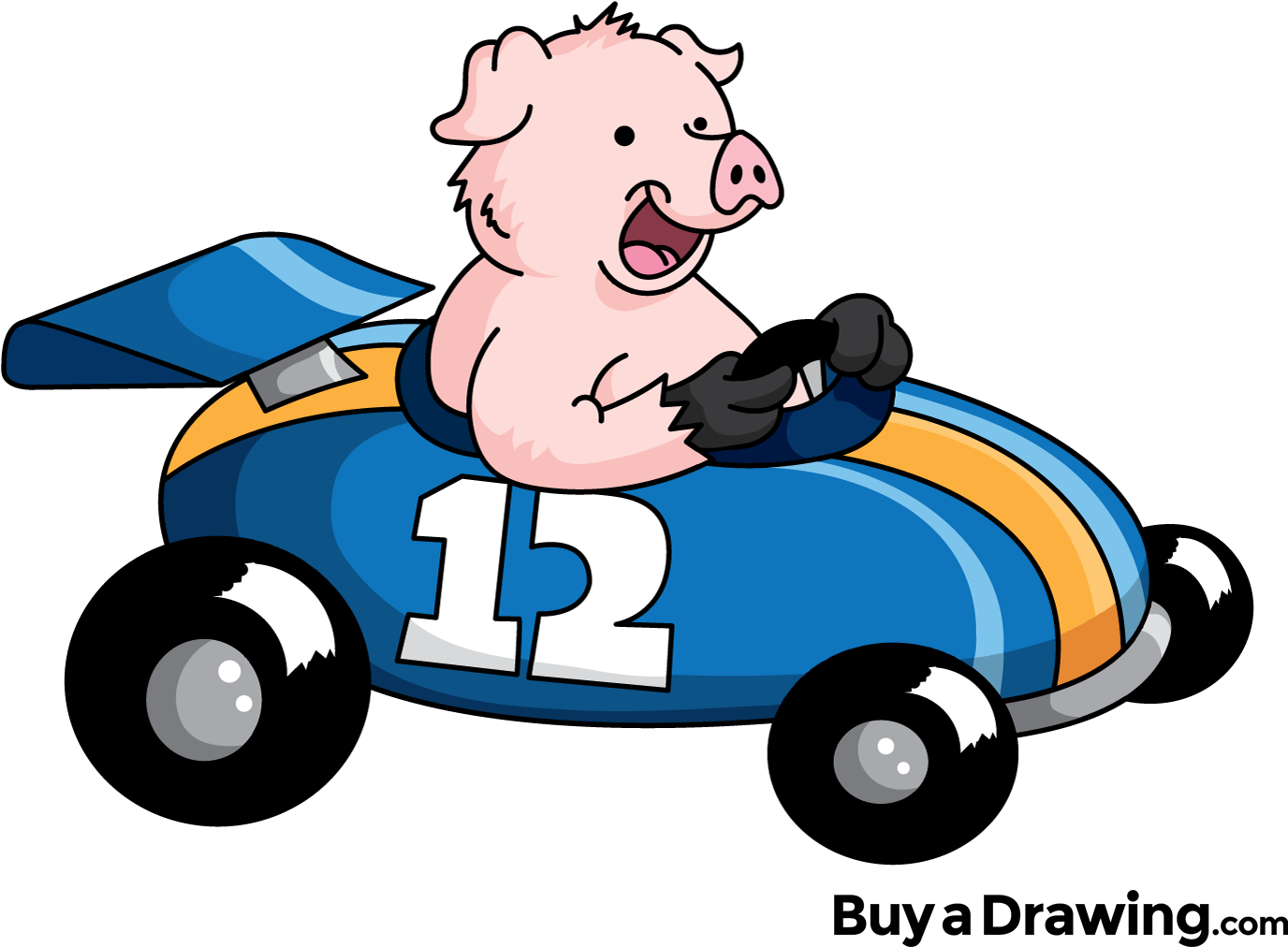 Pig Racing Cartoon