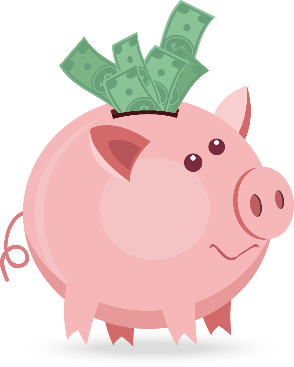 Piggy Bank With Money Illustration