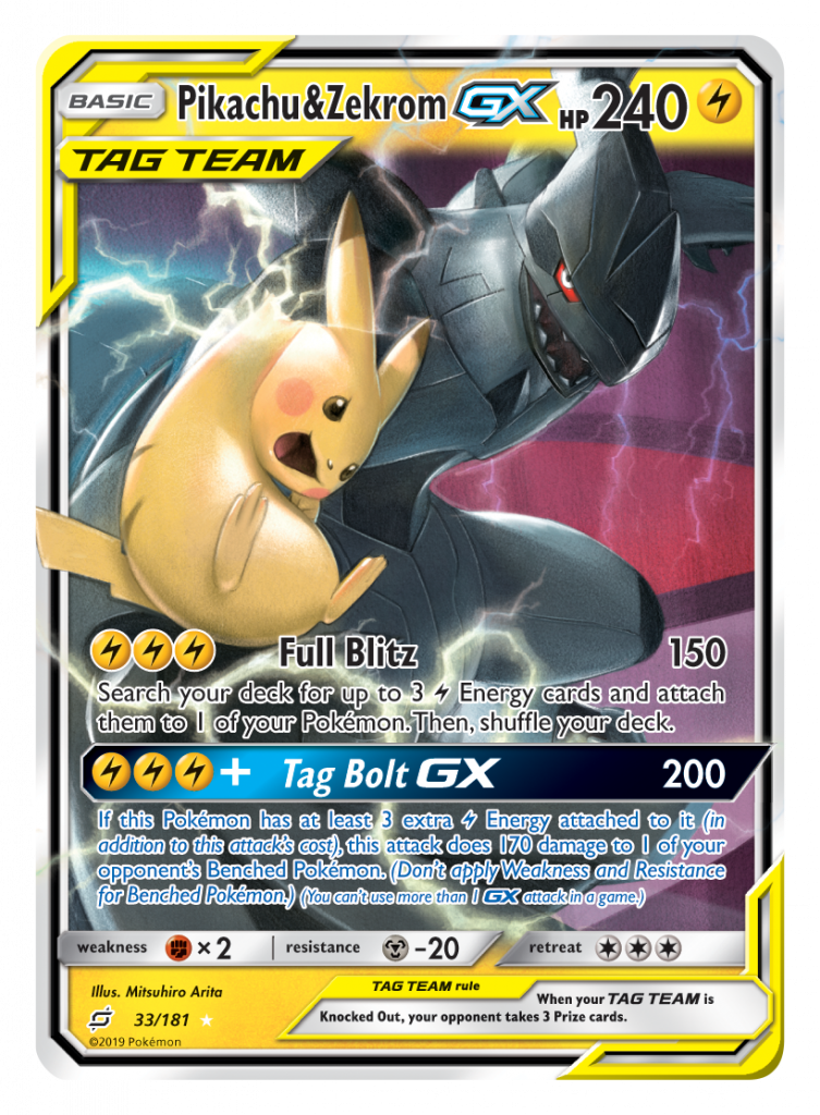 Pikachuand Zekrom G X Tag Team Pokemon Card