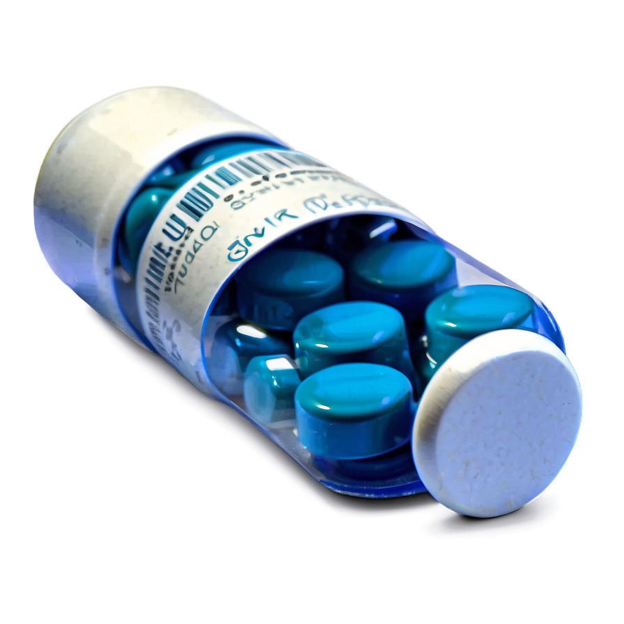 Pill Bottle With Blue Pills Png 39