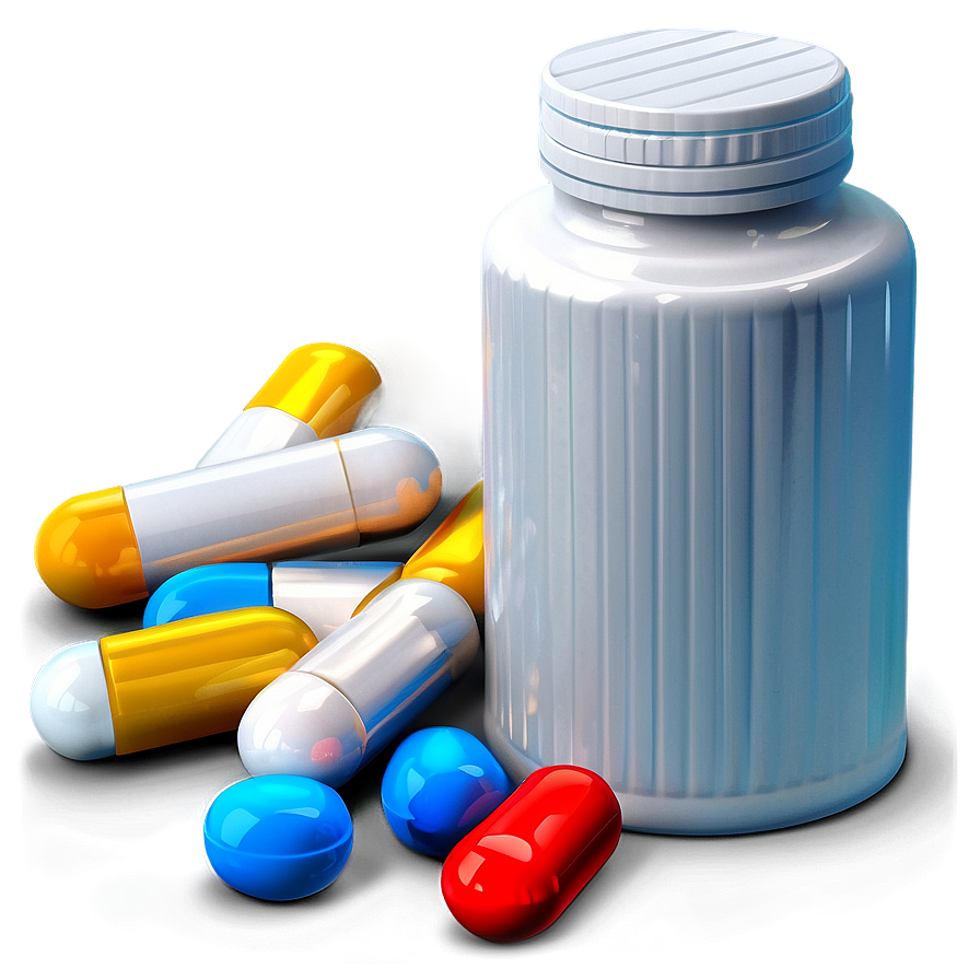 Pill Bottle With Mixed Pills Png Hei