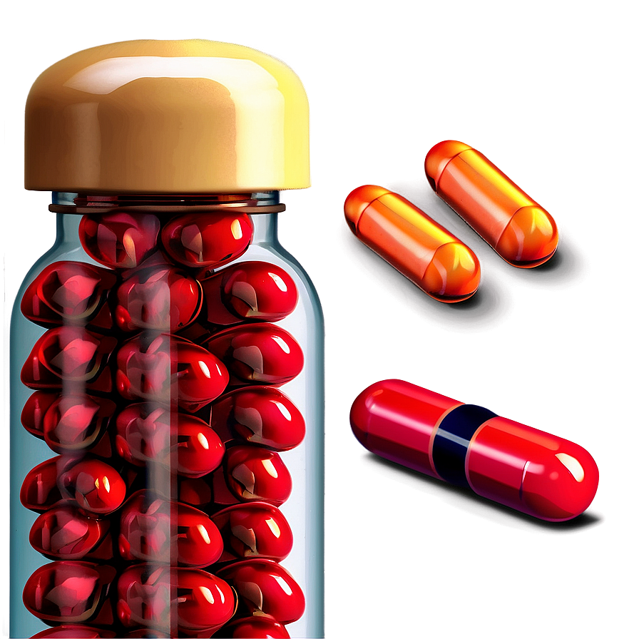 Pill Bottle With Red Pills Png 79