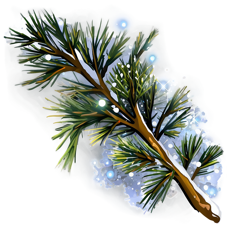 Pine Branch With Snowflakes Png Kqu