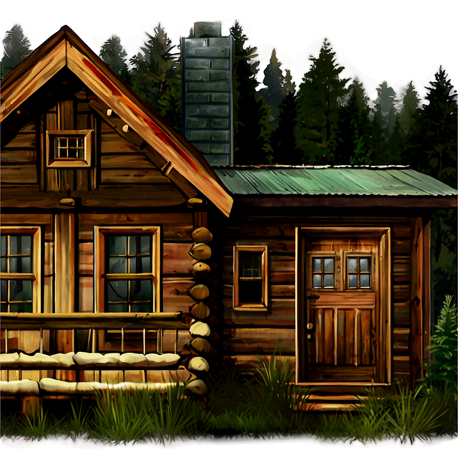 Pine Cabin In The Woods Png 06132024