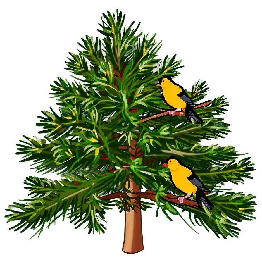 Pine Trees With Birds Png 05252024