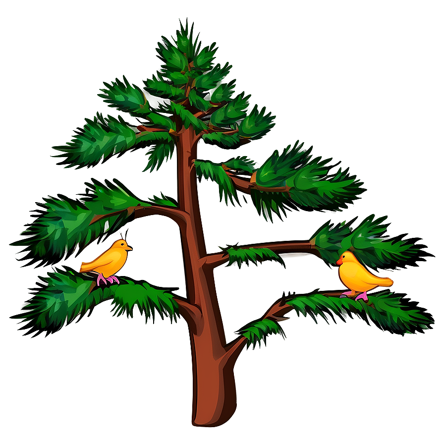 Pine Trees With Birds Png Hlp