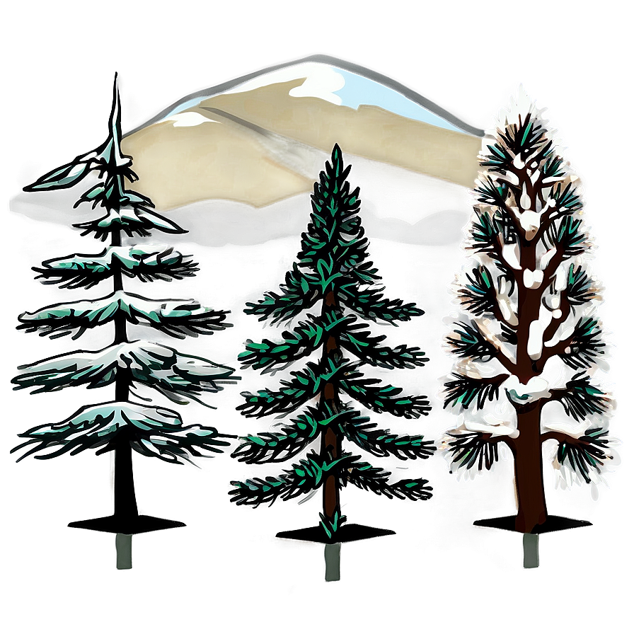 Pine Trees With Mountains Png 12