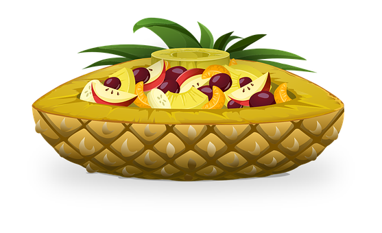 Pineapple Fruit Bowl Illustration