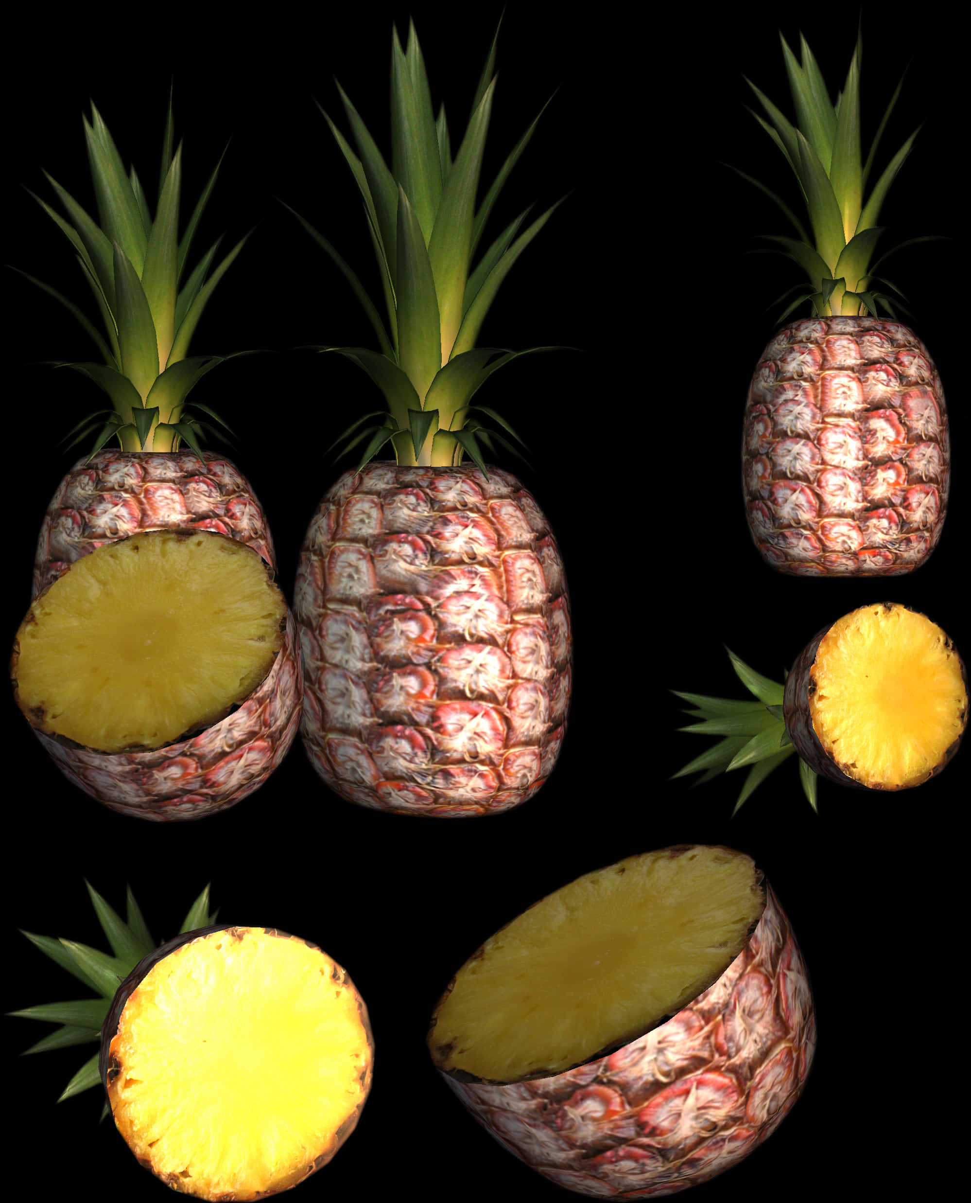 Pineapples_and_ Slices_ Dark_ Background