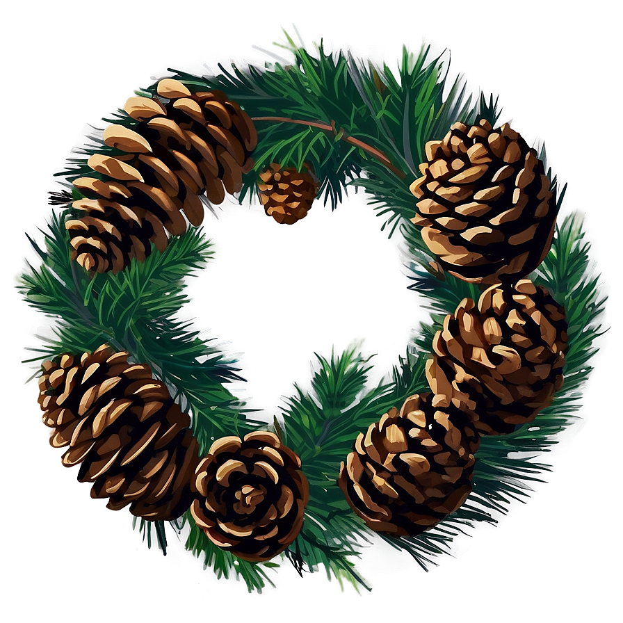 Pinecone And Evergreen Wreath Png 05242024