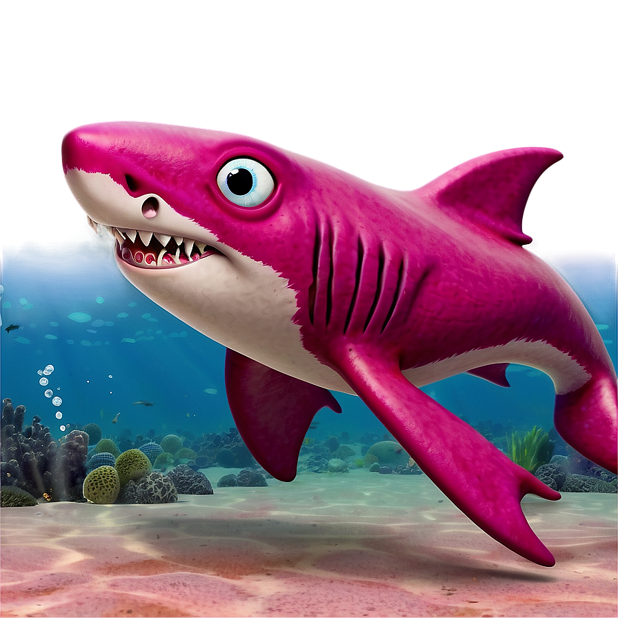 Pink Baby Shark With Ocean Background Png Dai8