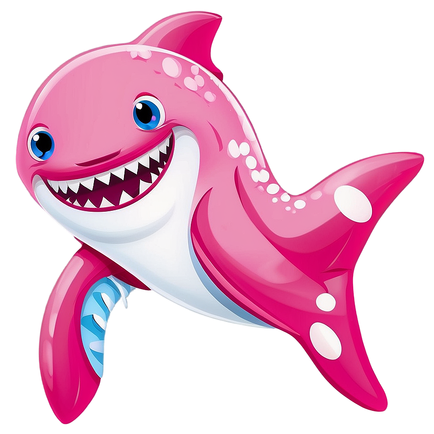 Pink Baby Shark With Stars Png 6