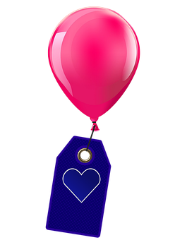 Pink Balloon With Heart Tag