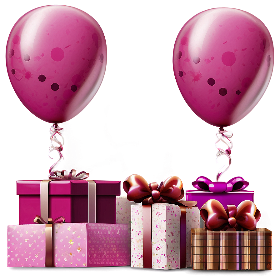 Pink Balloons And Gifts Png 82