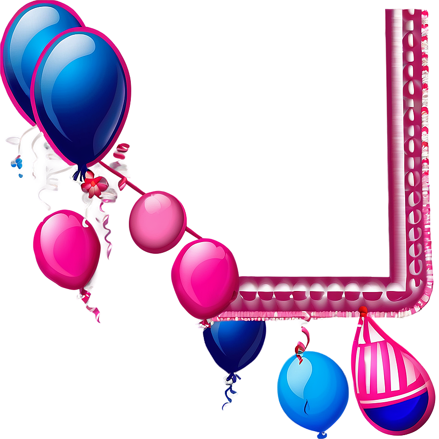 Pink Balloons Border Frame Png 77