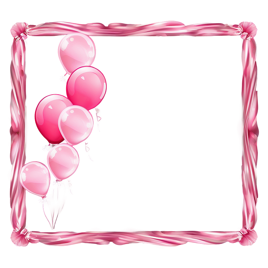 Pink Balloons Border Frame Png Var8 PNG Image