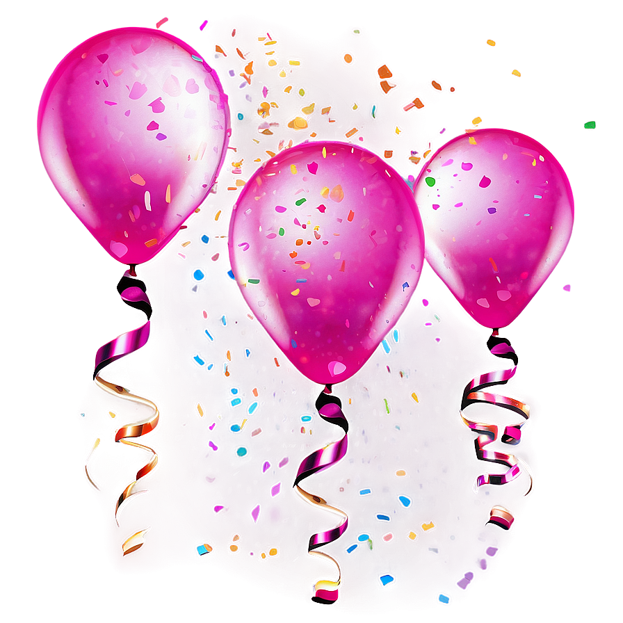 Pink Balloons Confetti Splash Png 06122024