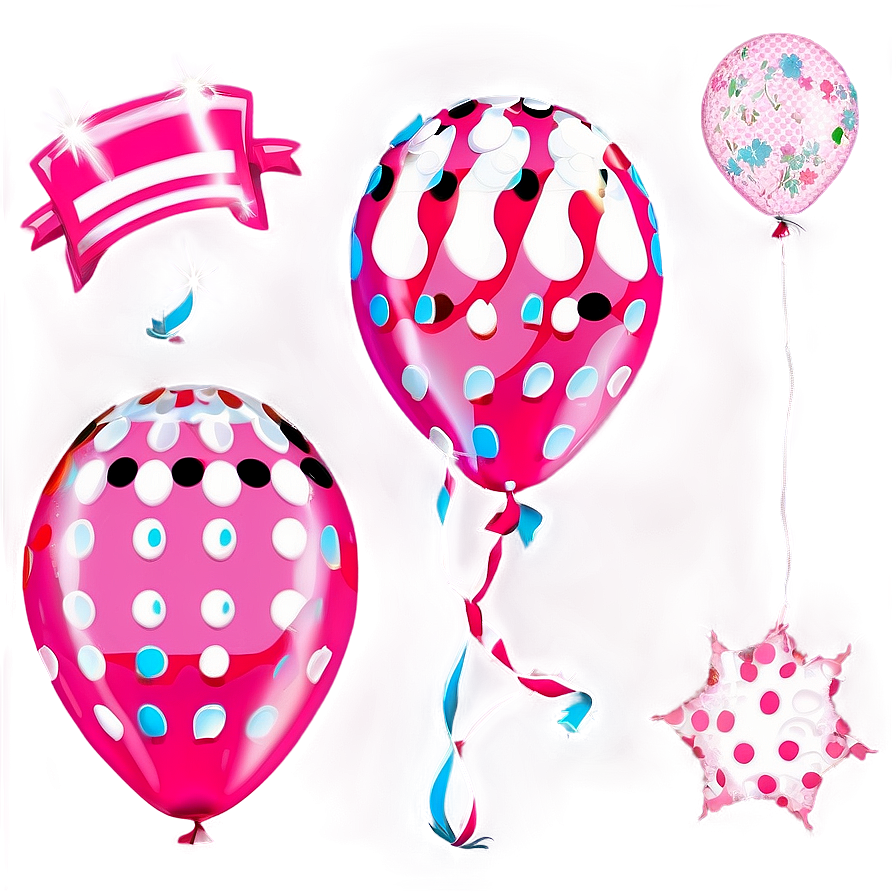 Pink Balloons With Polka Dots Png 86