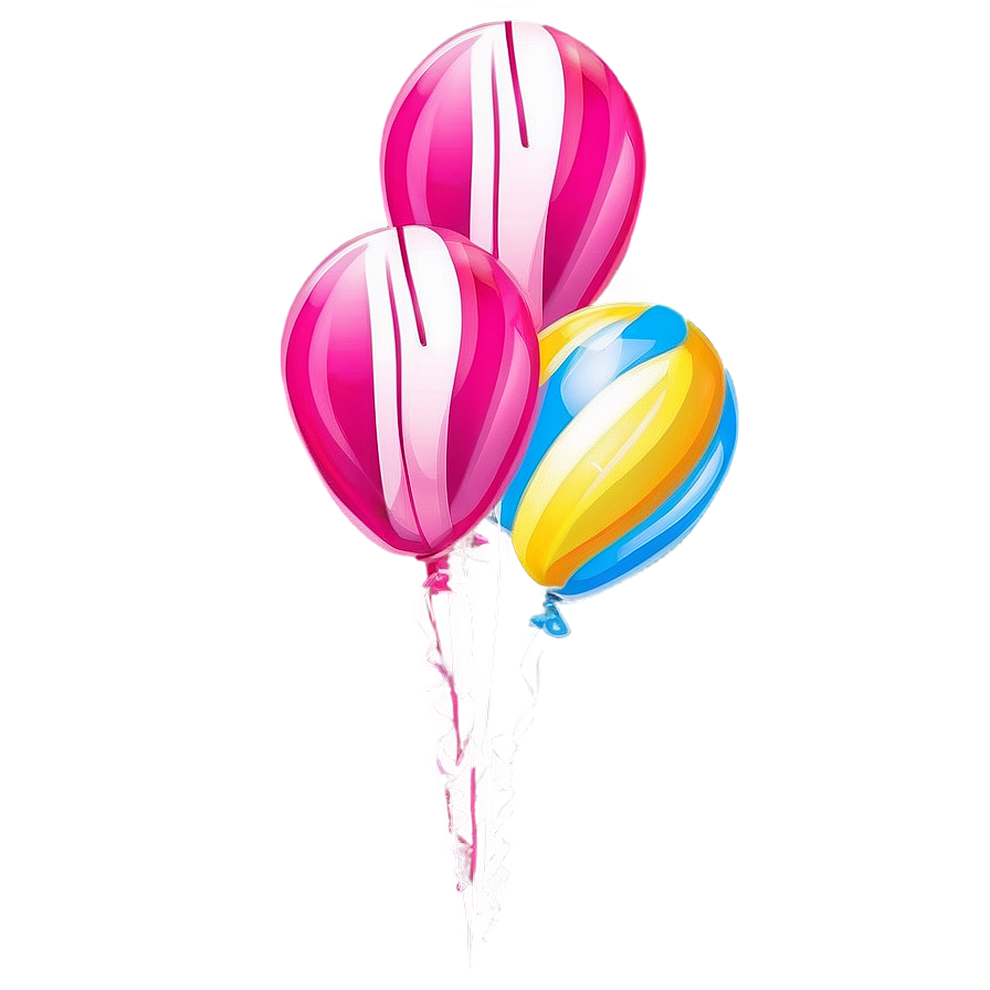 Pink Balloons With Stripes Png Ytc11