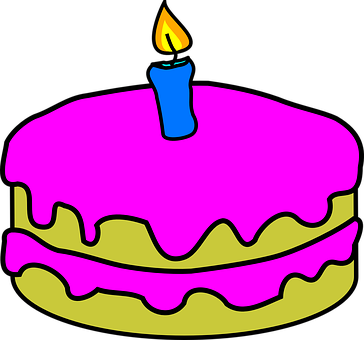 Pink Birthday Cake Cartoon